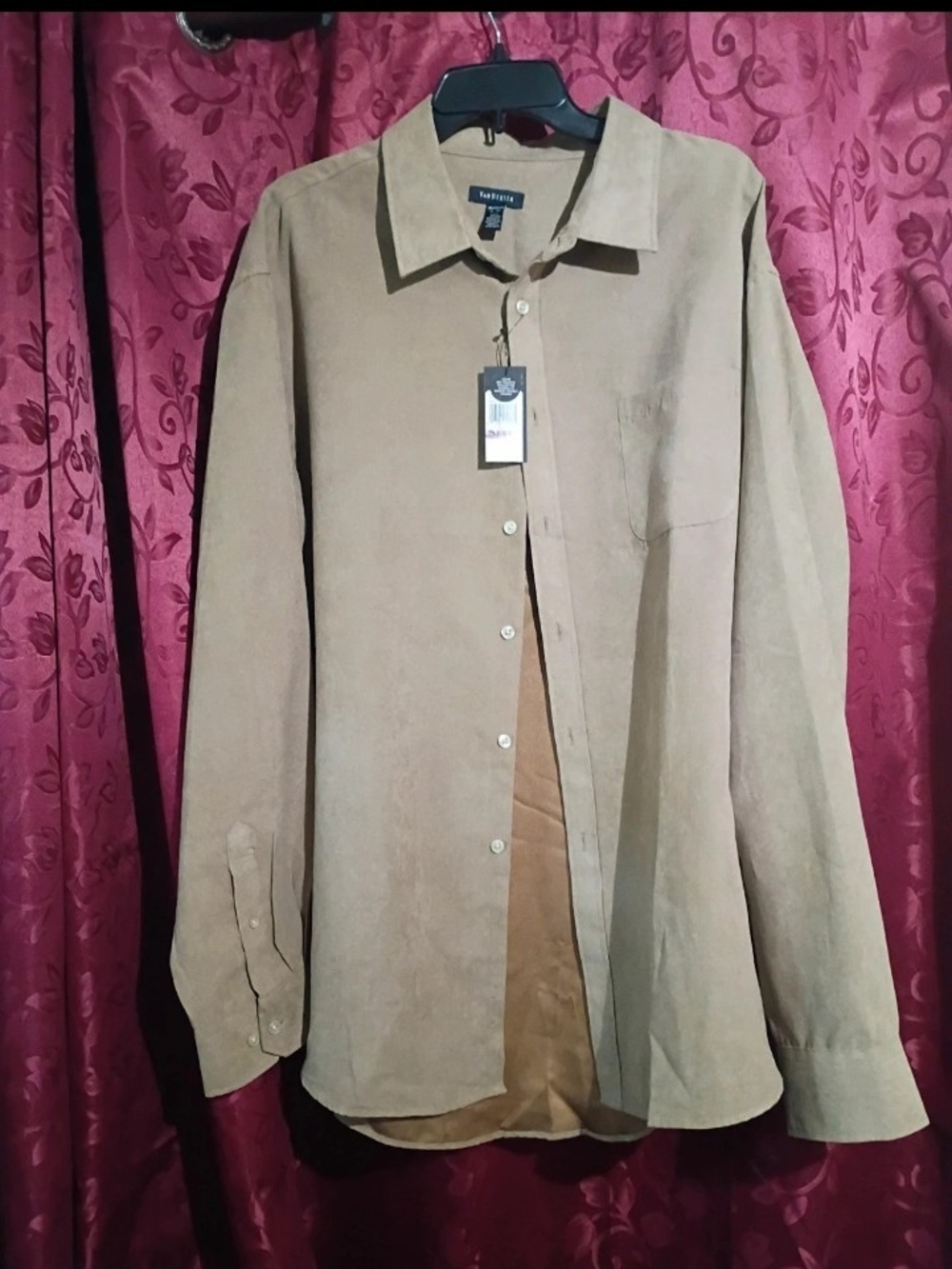 Van Heusen Men's Sand/Tan Long-Sleeve Button-Up Shirt